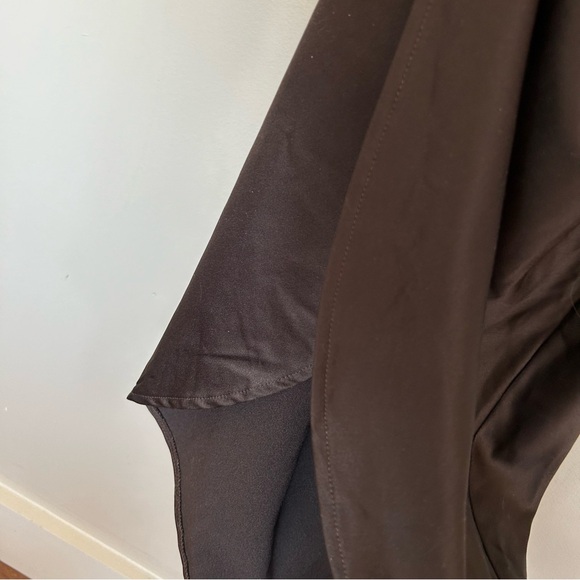 Brown Satin Draped Off The Shoulder Dress - Picture 9 of 13